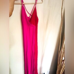 Red and pink maxi dress